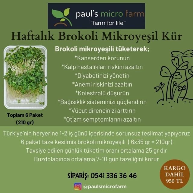 Paket toplamda 5x40 gr= 200 gr mikro yeşil içerir. 1-2 kişinin haftalık tüketimine yetecek kadar hesaplanmıştır. Buzdolabında 7-10 güne kadar tazeliğini korur.Fiyat: Kargo dahil 950 TLThe package contains 5x40g = 200g micro greens in total. It is calculated as enough for the weekly consumption of 1-2 people. The products are freshly cut and packaged upon order. They can stay fresh in the refrigerator for up to 7-10 days. Price: 950 TL Including Delivery#mikroyeşil #microgreen #filiz #sprout #sağlıklıbeslenme #healthyliving #vitamin #mineral #sulphoraphane #sulforafan #aminoacid #aminoasit #antioksidan #antioxidants #carotenoids #karotenoid #vegan #veganfood #yerel #local #bodrum#chefs #chef #cheflife #food #cooking #gurme