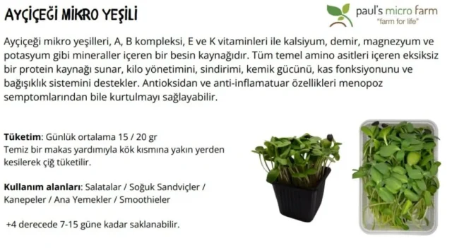 Paul's Micro Farm Muğla'nın Bodrum ilçesinde sürdürülebilir dikey tarım teknikleri kullanarak mikro yeşil (filiz) üretimi yapan bir aile şirketidir. Mikro yeşillikler şüphesiz gıda tüketiminde  en sağlıklı sebzelerin başında gelmektedir.Temel olarak yenilebilir sebze, baklagil ve otların filizleridir. Brokoli, lahana, pancar, turp, bezelye gibi çeşitli sebze tohumlarının hiçbir katkı maddesi kullanılmadan, besin kaynağını direk tohumdan aldığı için sebzenin erişkin versiyonlarına göre 40 kat daha  fazla besinle doludurlar ve 10 - 14 günde hasat edilebilirler.Başta salatalar, yemekler, tatlılar ve smoothilerde büyük bir aroma ve görsel şölen yumağı haline gelmiştir...Paul's Micro Farm is a family company that produces microgreens (sprout) using sustainable vertical farming techniques in Muğla's Bodrum district.Microgreens are undoubtedly one of the healthiest vegetables in food consumption.They are basically the sprouts of edible vegetables, legumes and herbs. Since various vegetable seeds such as broccoli, cabbage, beet, radish and pea receive their nutritional source directly from the seed without using any additives, they have  40 x more nutrients than the adult versions of the vegetable and can be harvested in 10 - 14 days.It has become a great ball of aroma and visual feast, especially in salads, meals, desserts and smoothies.#mikroyeşil #microgreen #filiz #sprout #sağlıklıbeslenme #healthyliving #vitamin #mineral #sulphoraphane #sulforafan #aminoacid #aminoasit #antioksidan #antioxidants #carotenoids #karotenoid #vegan #veganfood #yerel #local #bodrum#chefs #chef #cheflife #food #cooking #gurme